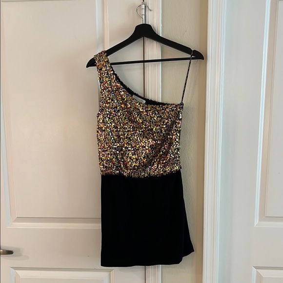 ✨ Vintage Circa 2004 Asymmetrical Sequin One Shoulder Mini Dress , Size: S - Picture 4 of 17